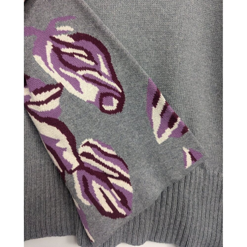 Cabi 3704 Eden Gray Pullover Cowl Neck Floral Bell Sleeves Women's Size Medium - Picture 2 of 6